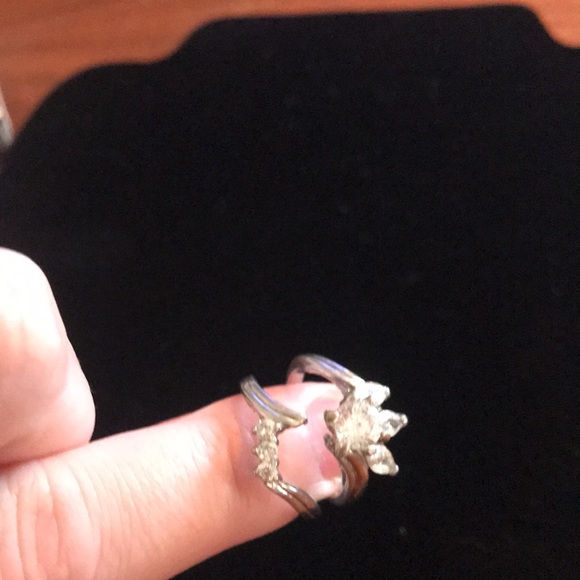 Vintage Wedding Band Set Engagement Silver 925 - Picture 4 of 10